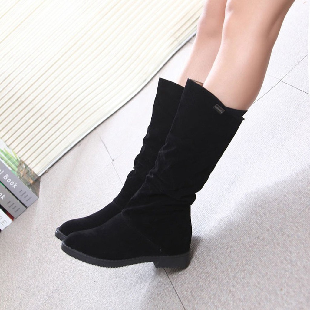 Giày Bốt Cổ Thấp Nữ Đế Thô Bằng Da Lộn Thời Trang | BigBuy360 - bigbuy360.vn