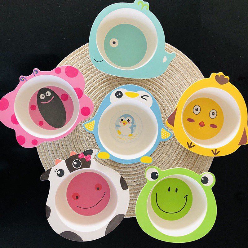 Bát ăn dặm hình thú sợi tre thiết kế cực đáng yêu cho bé