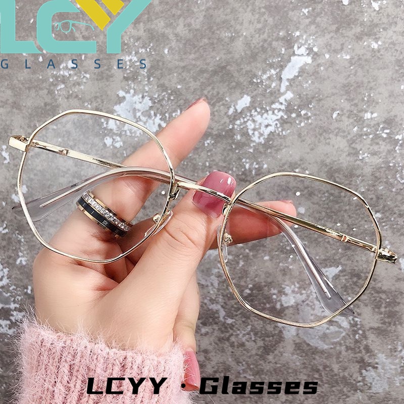 Mắt Kính Gọng Đa Giác Chống Ánh Sáng Xanh # 0°-6.0° Điểm / 3003