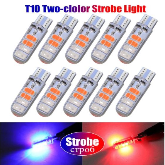 Đèn Led Xi Nhan nháy 2 màu chân T10 chớp liên tục (có video) giá 1 bóng lắp mọi dòng xe