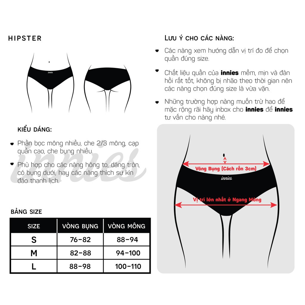 Quần lót nữ Innies seamless - Hipster - Xám