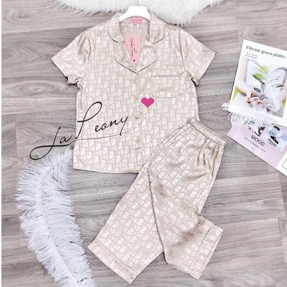 Bộ đồ mặc nhà - Bộ Pyjama mặc nhà - Bộ lụa gấm tay cộc quần lửng