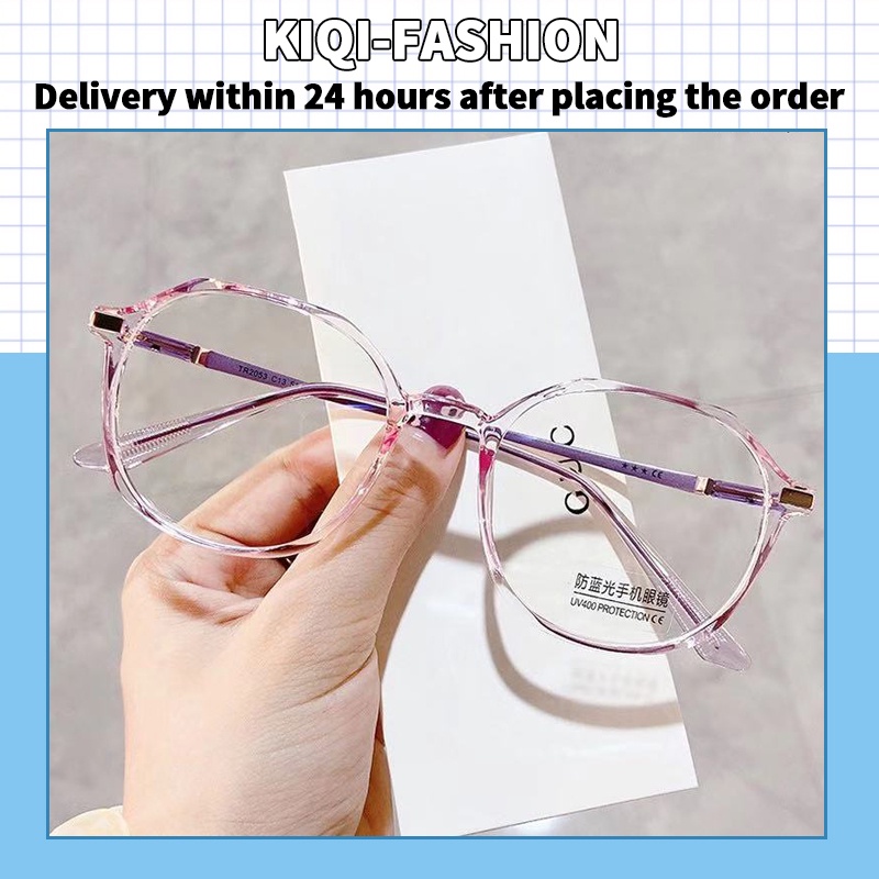 (KIQI-FASHION) COD Kính Gọng Tròn Kim Loại Chống Ánh Sáng Xanh Thời Trang Cho Nữ