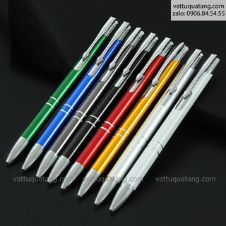 [HCM] Combo 50 cây Phôi bút viết kim loại bấm nhiều màu có viền bạc chưa in