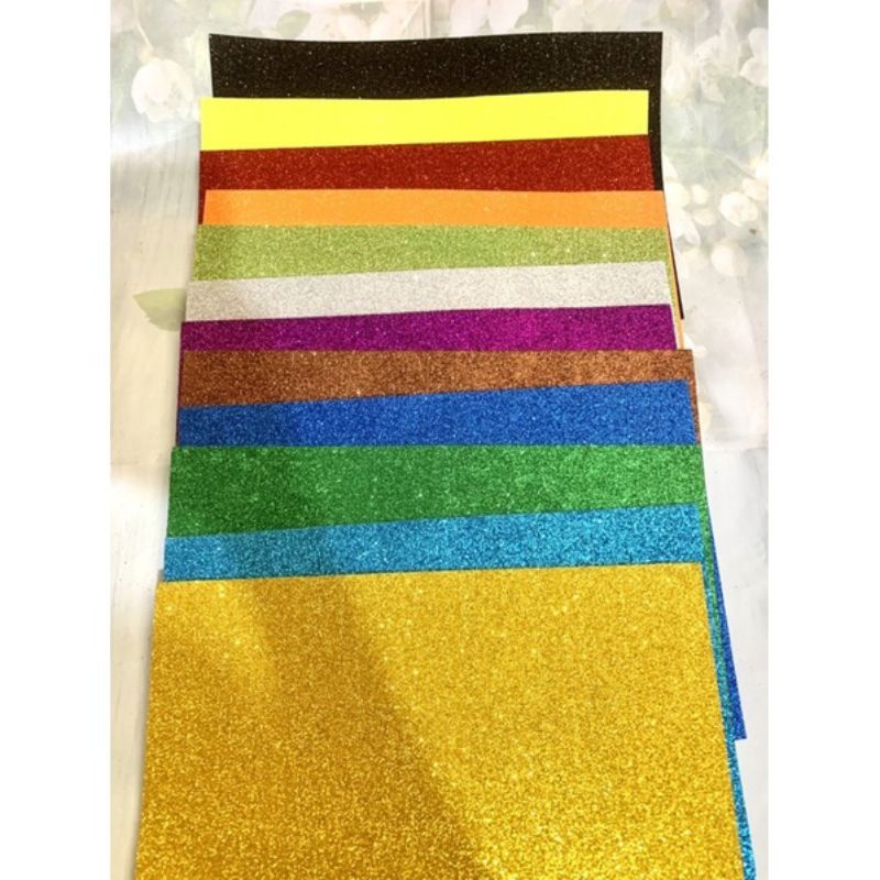 0Sét 10 tờ Xốp nhũ kim tuyến khổ 40*50 cm