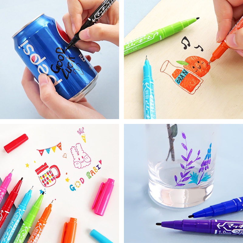 Bút lông dầu - Bút dạ kính viết đĩa CD Mo120 cao cấp màu 12 màu-2 đầu - không xóa được dùng cho văn phòng Trường học