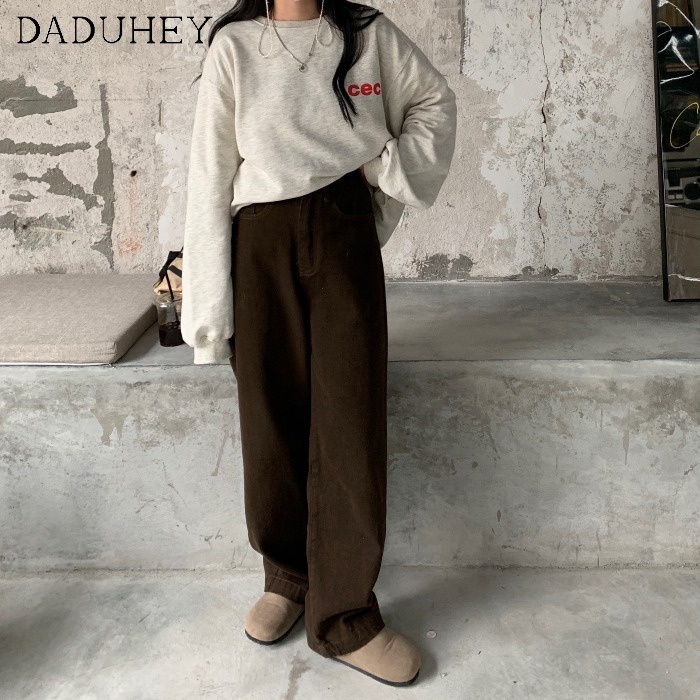 Quần jeans DaDuHey thời trang nữ ống rộng lưng cao 6 màu lựa chọn thời trang