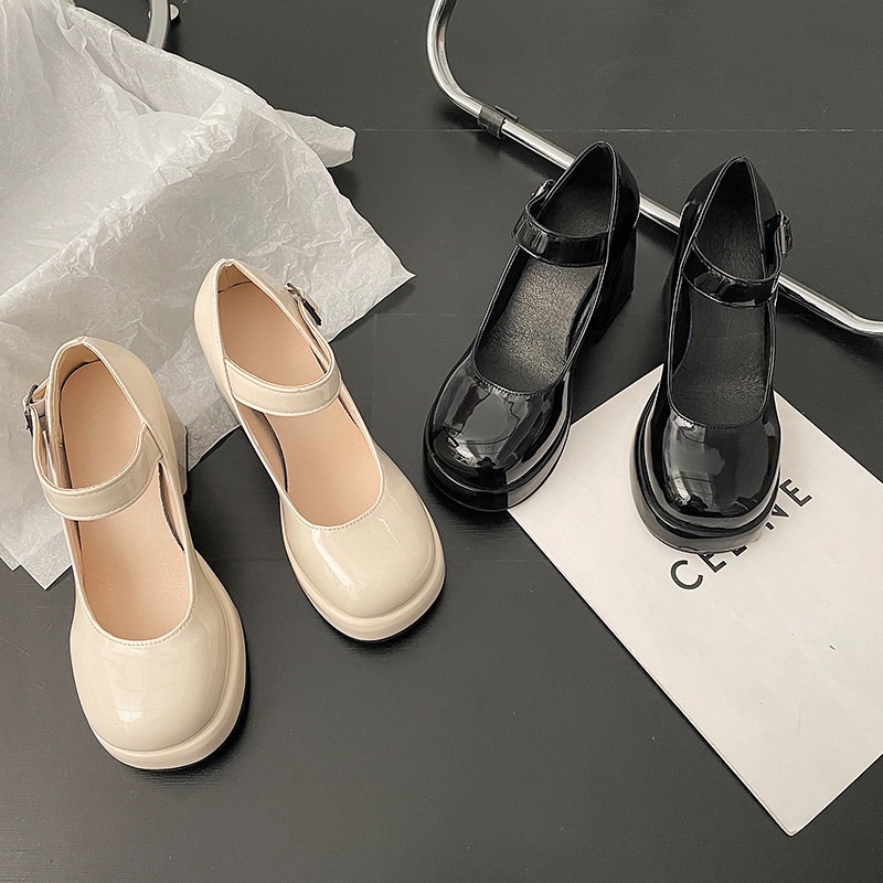 GIÀY BÚP BÊ A330 CAO GÓT MŨI TRÒN QUAI TO ĐẾ CAO 9CM