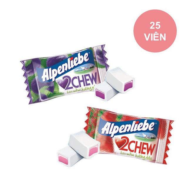 KẸO MỀM ALPENLIEBE 2 CHEW VỊ HƯƠNG DÂU NHO