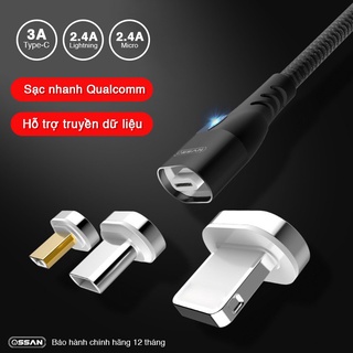 [Mã ELMS10 giảm 6% đơn 50K] Sạc nam châm iphone chính hãng Ossan bảo hành 12 tháng loại tốt vừa sạc vừa truyền dữ liệu