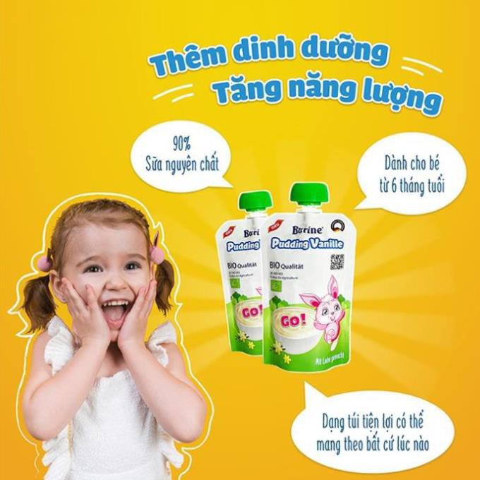 Túi Pudding vị vani / Sữa chua yến mạch vị chuối chanh Burine 95g Oganic