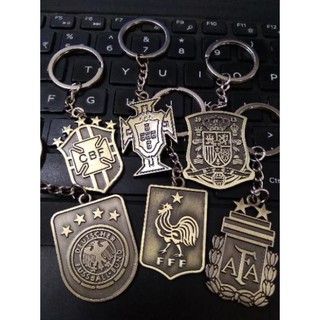 Móc khóa in nổi 2 mặt tuyển quốc gia Brazil, argentina, Đức, Tây Ban Nha, Bồ đào nha