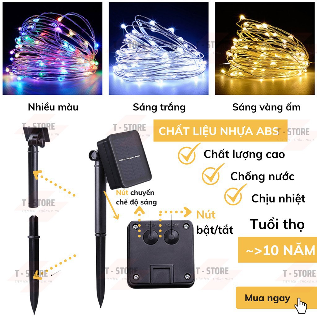 💡💡💡 Dây Đèn Led Chống Nước Đom Đóm Năng Lượng Mặt Trời Trang Trí Ban Công, Sân Vườn,Quán Cafe, Tiểu Cảnh...