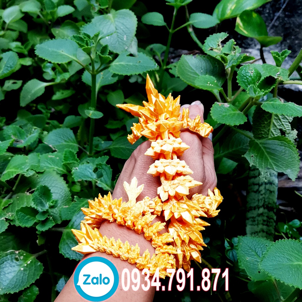 Mô Hình Rồng Crystal_rồng băng VÀNG GOLD cử động khớp linh động bằng công nghệ in 3D trang trí nhà cửa, phong thủy