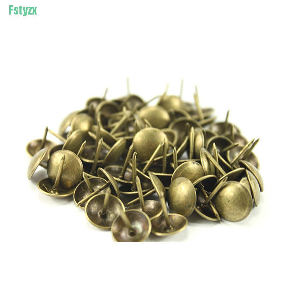 fstyzx 100pcs/pack Vintage Upholstery Nails Bronze Metal Tags Furniture Sofa Shoe Door Decorative Tack Stud