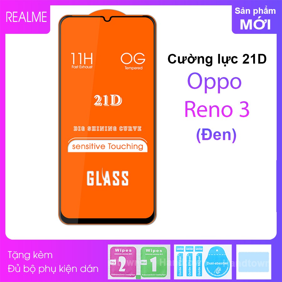Kính Cường lực Oppo Reno3 Full màn hình 21D Handtown SIÊU BỀN