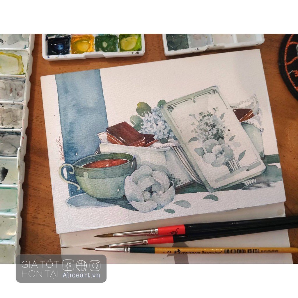 Cọ Lông Cọ Vẽ Màu Nước, màu gouache bột, acrylic, sơn dầu, vẽ móng HAPPY Round 1845 Thân Đen Viền Đỏ/Trắng - Đầu Tròn