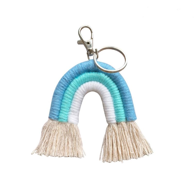 Móc Khóa Macrame Đan Sợi Màu Cầu Vồng Hợp Thời Trang