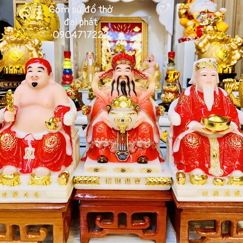 Tượng thần tiền, Thần tài thổ địa đá đỏ VIP kích thước 23cm