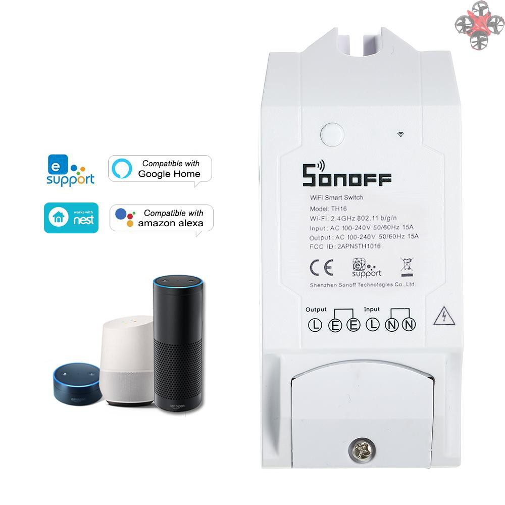 CTOY SONOFF TH16 16A/3500W Smart Wifi Switch Monitoring Temperature Humidity Wireless Home Automation Kit Works With Amazon Alexa and for Google Home/Nest