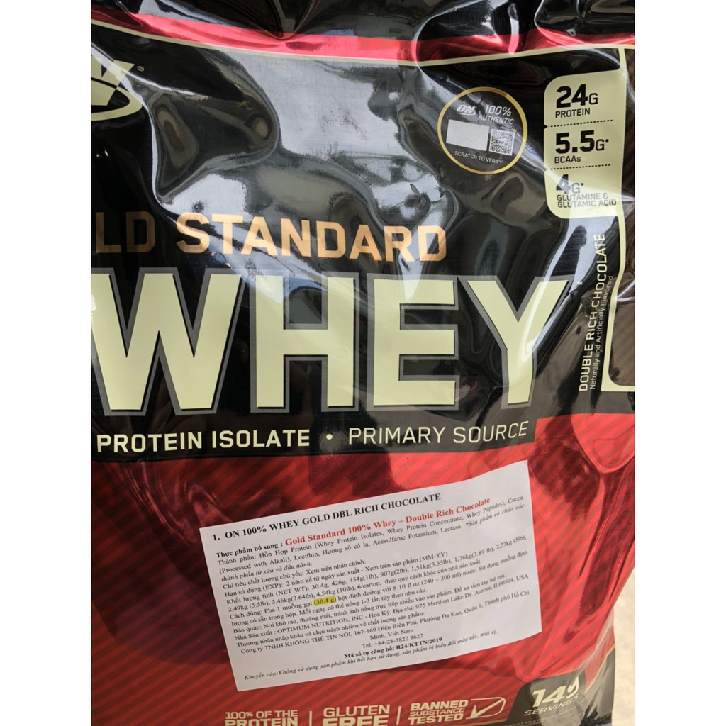 Sữa Tăng Cơ Cho Người Tập Gym Gold Standard 100% whey - Optimum Nutrition - 10lbs - Từ Mỹ
