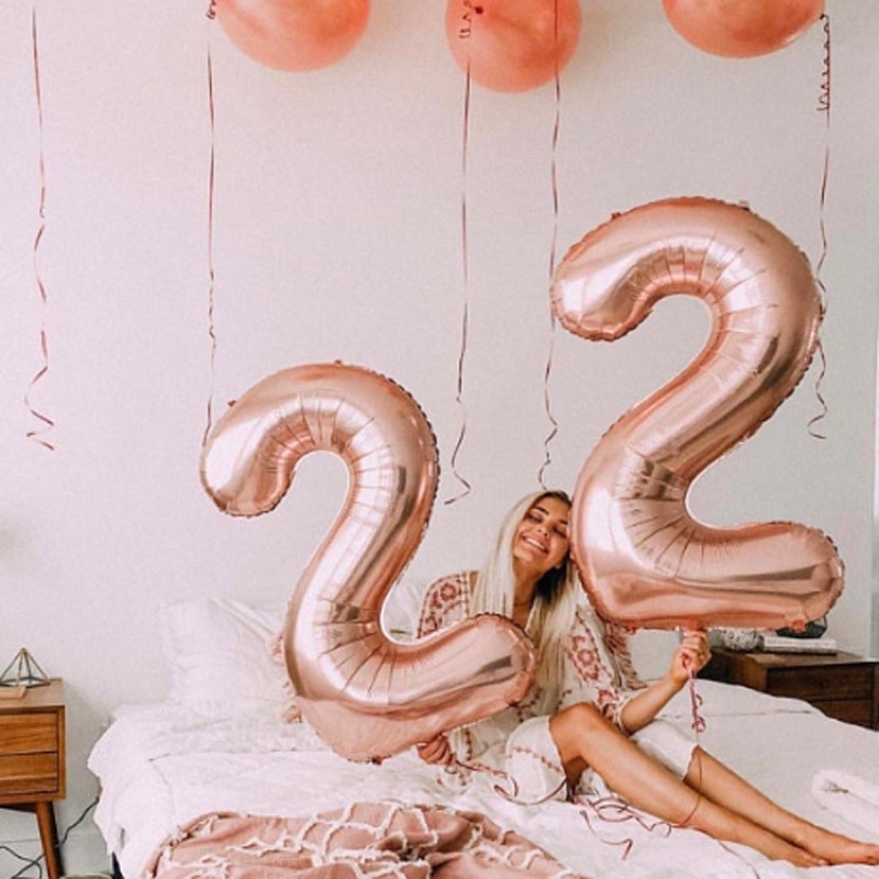 Bong Bóng Số Size Đại 80cm Màu Hồng Vàng Gold Chụp Ảnh Sinh Nhật Trang Trí Sinh Nhật - Yori Party