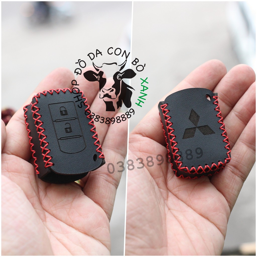 Bao Da Chìa Khoá Mitsubishi Xpander, Triton, Attrage, Mirage, Lancer (chìa cơ) handmade Da Thật