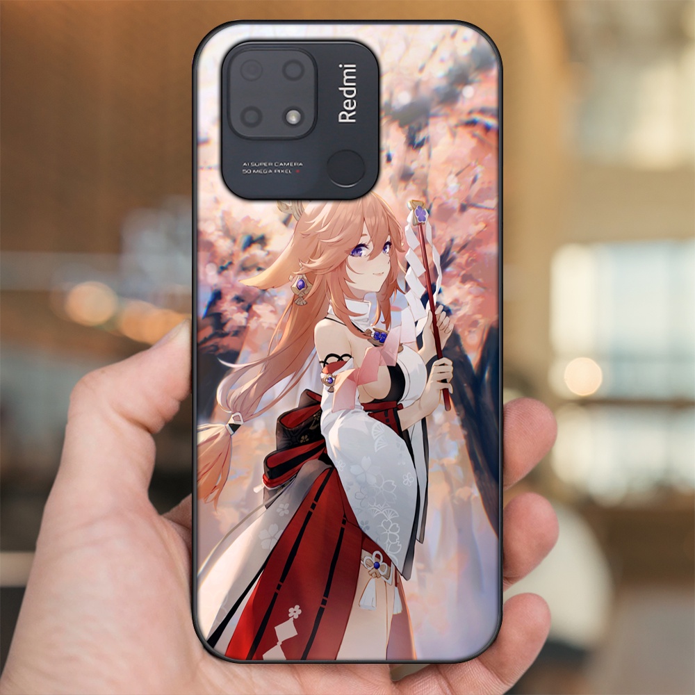 Ốp lưng Xiaomi Redmi 10C viền đen in hình Yae Miko Genshin Impact