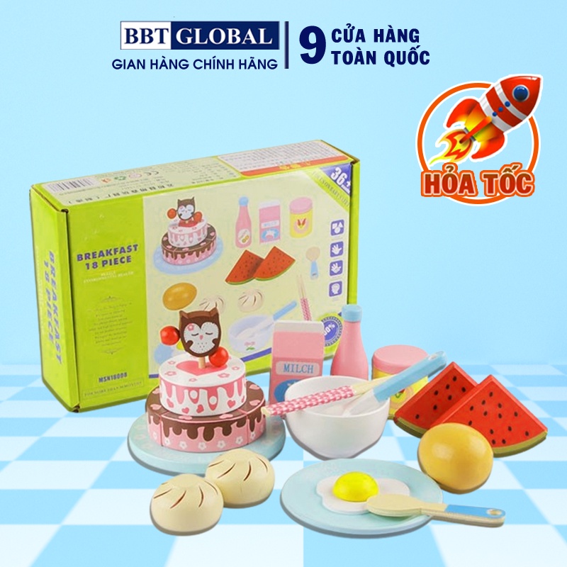 Đồ chơi đồ ăn bữa sáng bằng gỗ BBT Global MSN18008