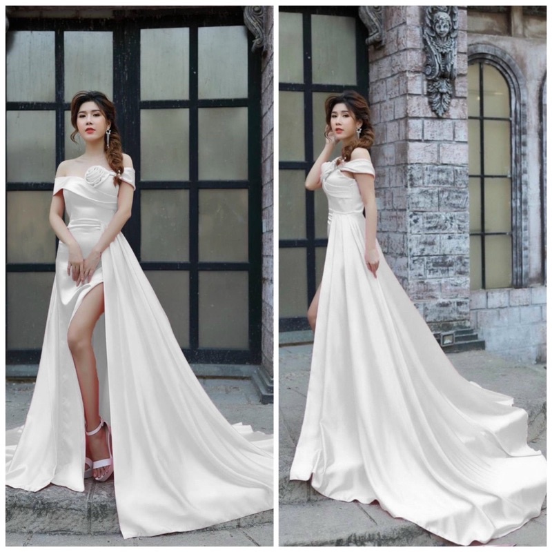 MS1252Y ĐẦM DẠ HỘI PHỐI TÙNG NGOÀI ĐÍNH HOA  (đầm , hoa đính ngực )