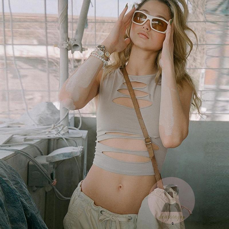 Dre-áo Tank Top Ôm Dáng Màu Sắc Trơn Thời Trang Mùa Hè Cho Nữ