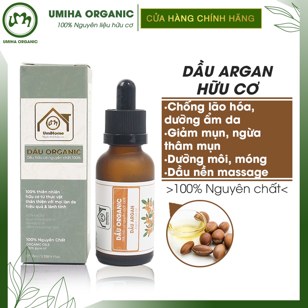 Dầu Argan hữu cơ UMIHOME nguyên chất 30ml dưỡng kích mọc tóc và chăm sóc da hiệu quả