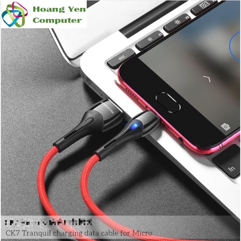 Cáp Sạc MICRO USB Borofone CK7 Dài 1M Dây Dù Cho Android - BH 12 Tháng 1 đổi 1 (MÀU SẮC NGẪU NHIÊN) - Hoàng Yến Computer