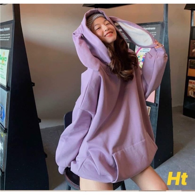 Áo hoodie nỉ mũ tai thỏ to đại