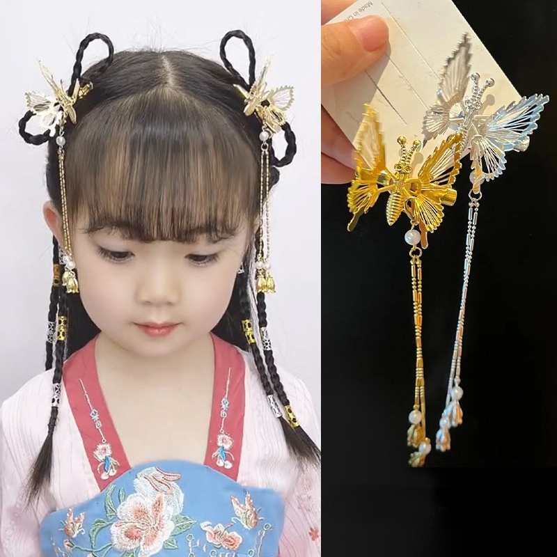 Kẹp Tóc Hình Nơ Tua Rua Dáng Dài Di Chuyển Phong Cách Retro Độc Đáo Thời Trang Cho Nữ