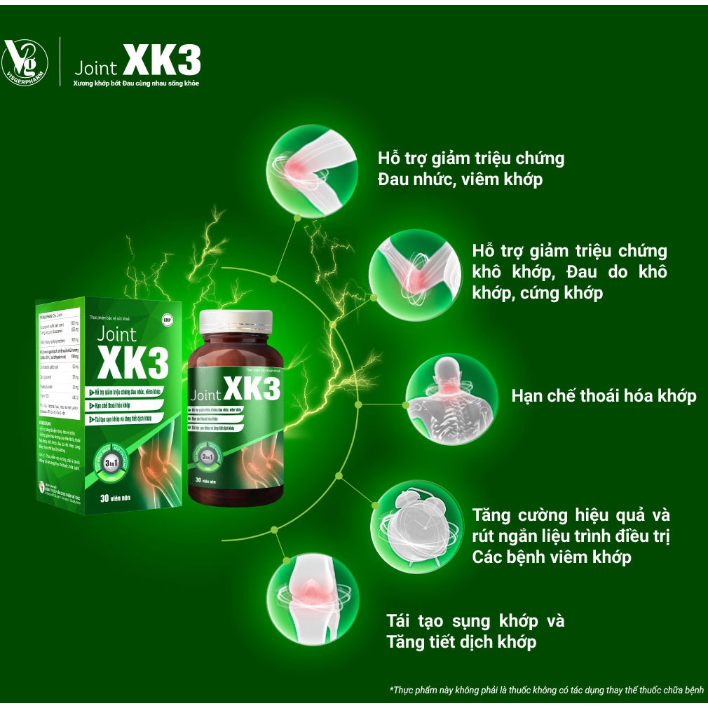 JointXK3 – Hỗ trợ giảm đau xương khớp (Hộp 60 viên)