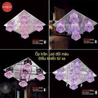 Đèn Mâm ốp trần LED đổi màu phòng khách, bếp, phòng ngủ, phòng thờ