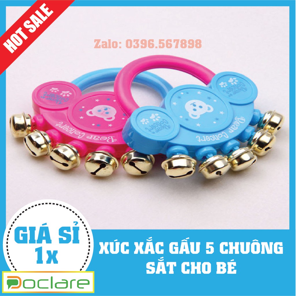 Xúc xắc (lục lạc) gấu 5 chuông sắt cho bé