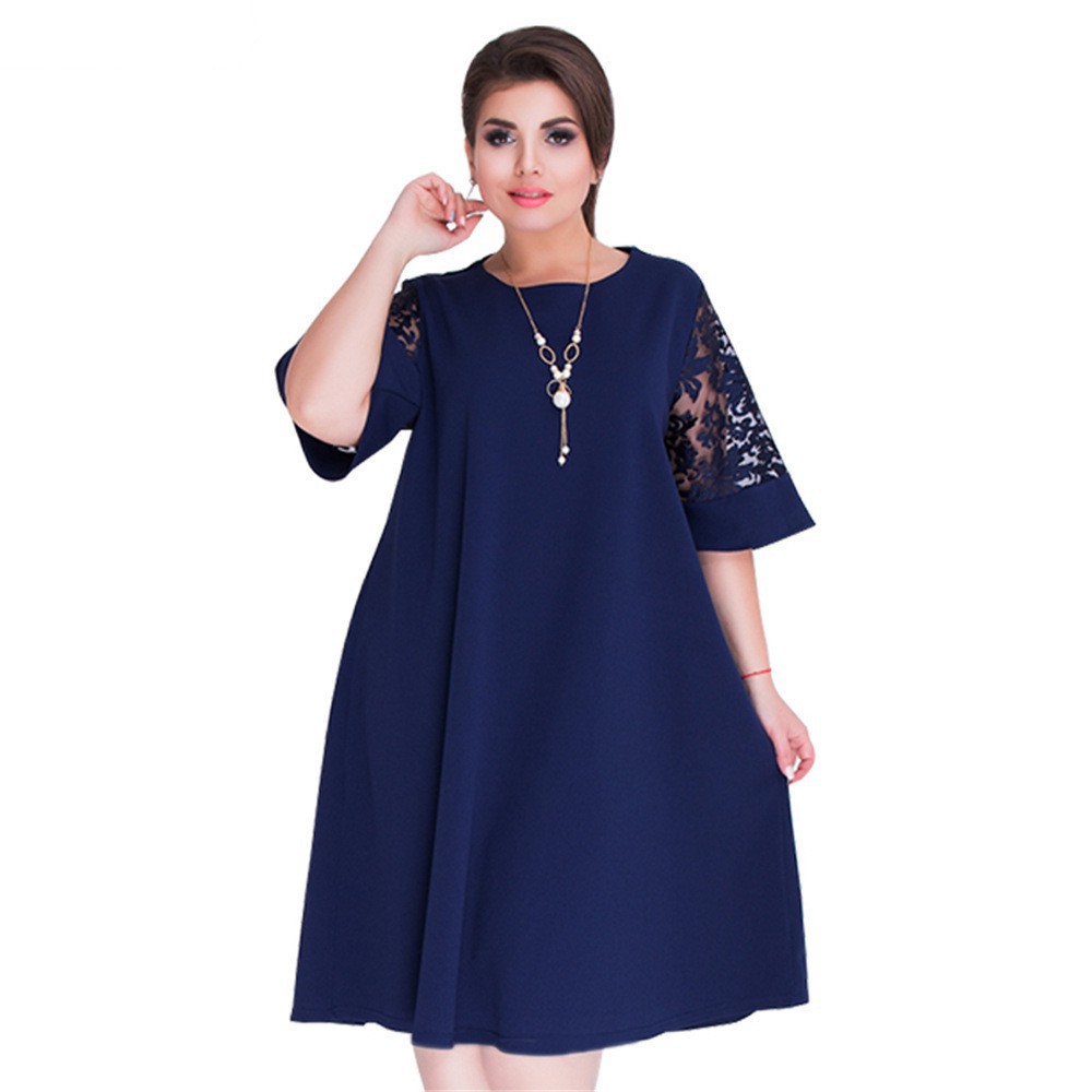Đầm nữ suông tay ngắn phối ren thời trang | BigBuy360 - bigbuy360.vn