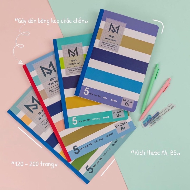 Tập Vở caro MATH NOTEBOOK KLONG 120 trang/200 trang