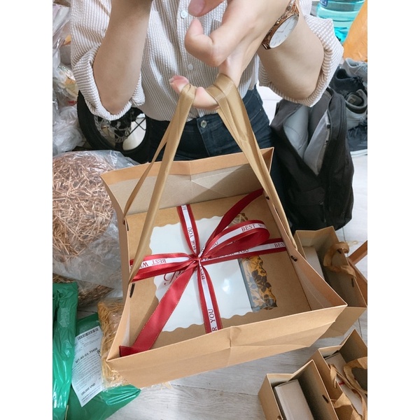 Hộp kraft nắp kiếng 23cm-26cm