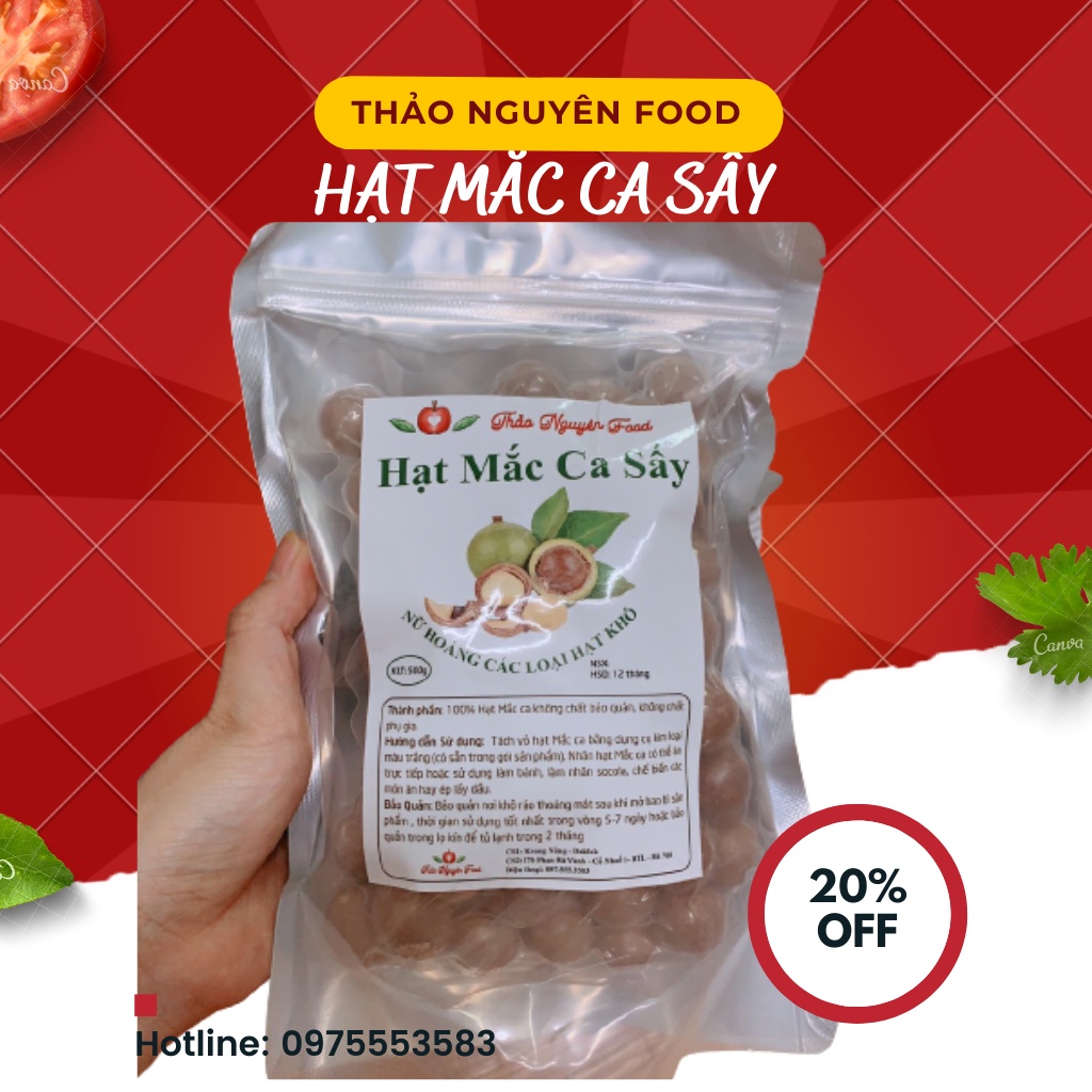 500G Macca sấy nứt vỏ Đăk Lăk Thảo Nguyên Food