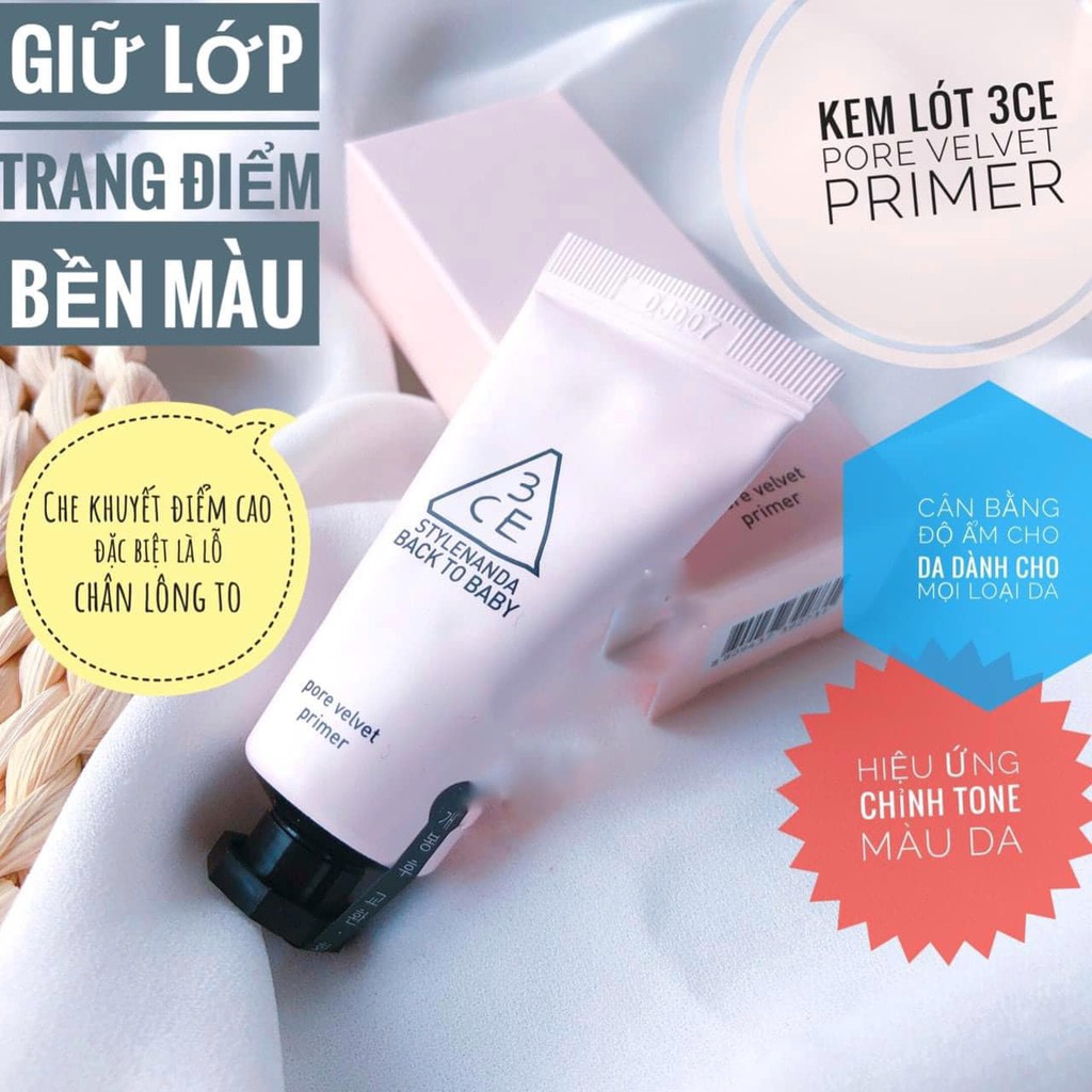 Kem Lót 3CE Back To Baby Pore Velvet