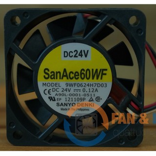 Quạt hút, quạt tản nhiệt máy tính chống nước SANYO DENKI 9WF0624H7D03, 24VDC, 60x60x15mm