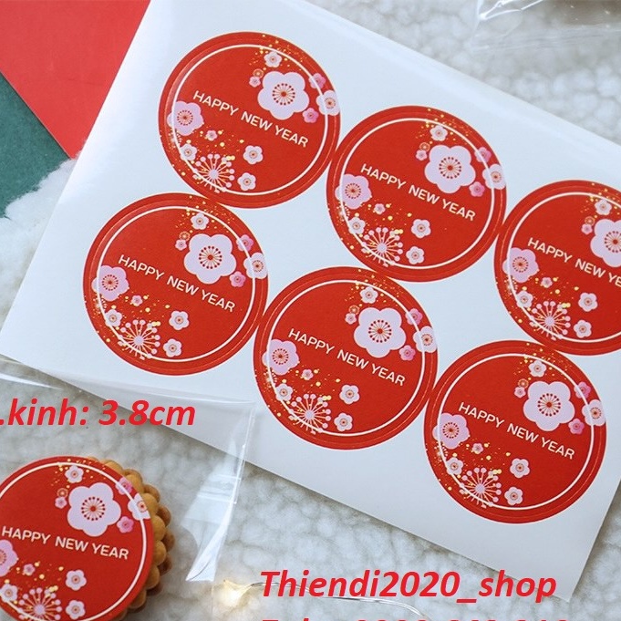 TEM TẾT_Sticker Tết  _Happy new year" “Mèo thần tài” >