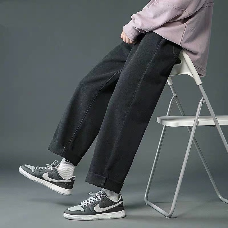 Quần jean nam đen trơn, jeans Baggy form ống Suông, Rộng style hàn quốc 2022, chất bò cao cấp