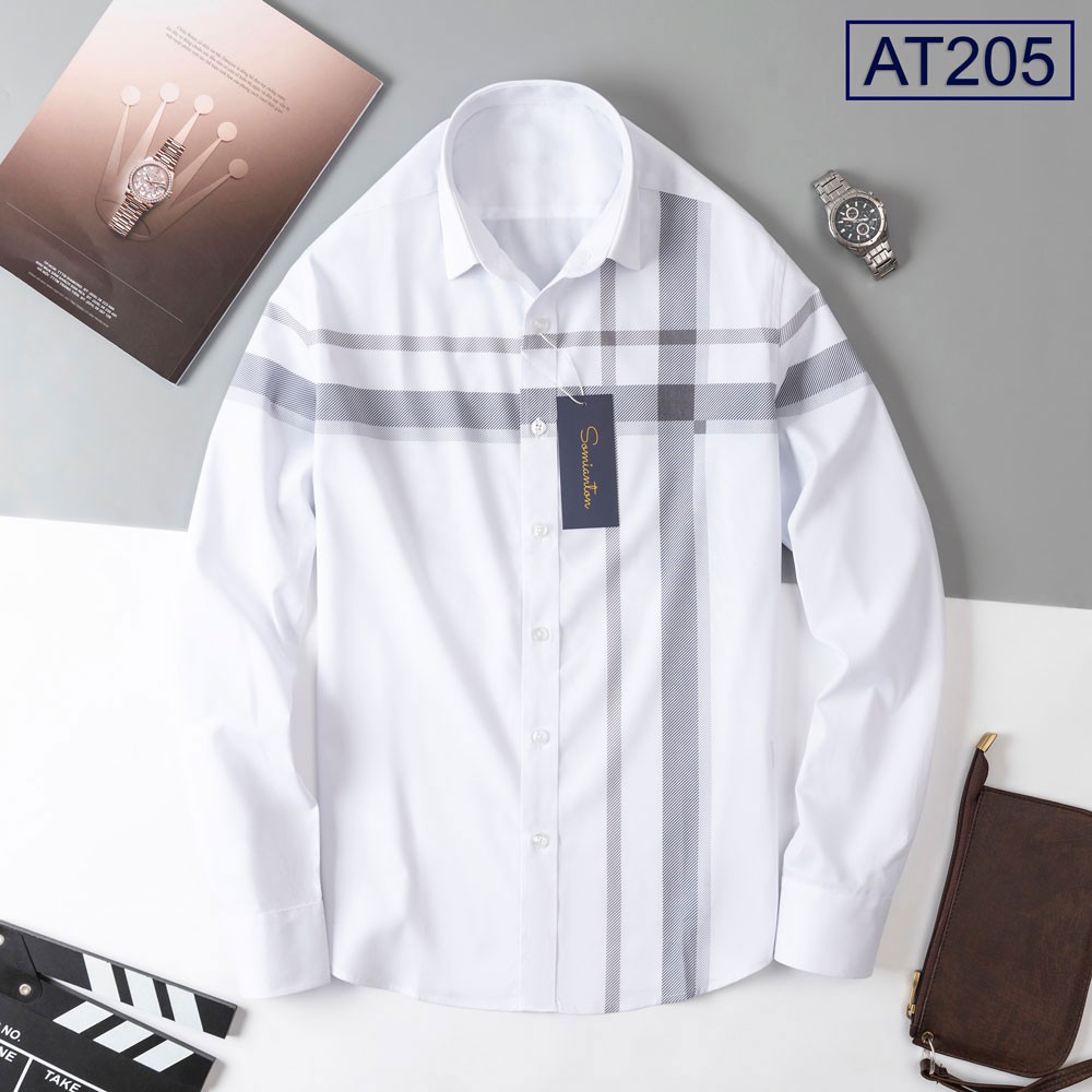 [HÀNG VIỆT NAM] Áo Sơ Mi Nam Công Sở Thương Hiệu ANTON Dài Tay Trắng Kẻ Sọc Cotton - AT205 | BigBuy360 - bigbuy360.vn