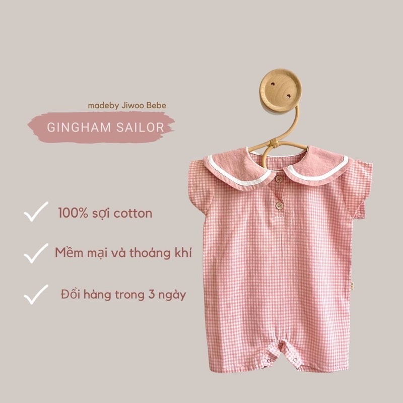 [Hàng Thiết Kế] Bodysuit Cho Bé Dáng Thủy Thủ Hoạ Tiết Kẻ Ô - Bộ Liền Thân Kẻ Thủy Thủ Phối Màu Cho Bé Trai Và Bé Gái