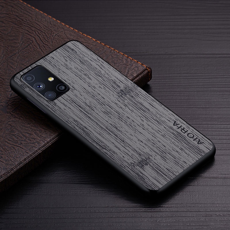 Ốp Bao Da Điện Thoại Họa Tiết Vân Gỗ Cho samsung galaxy m51 m31 m31s funda