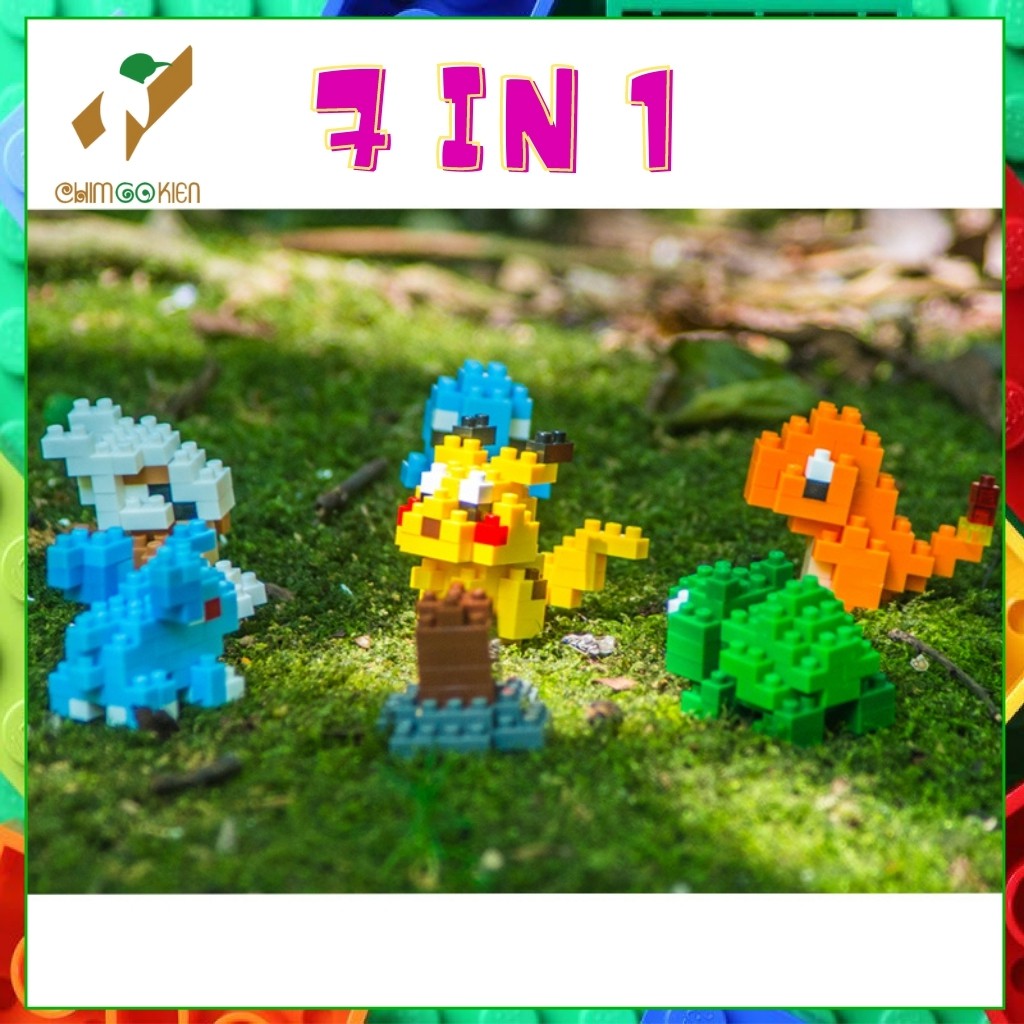 Lego pokemon-mô hình pokemon set 7 nhân vật mini 400 chi tiết